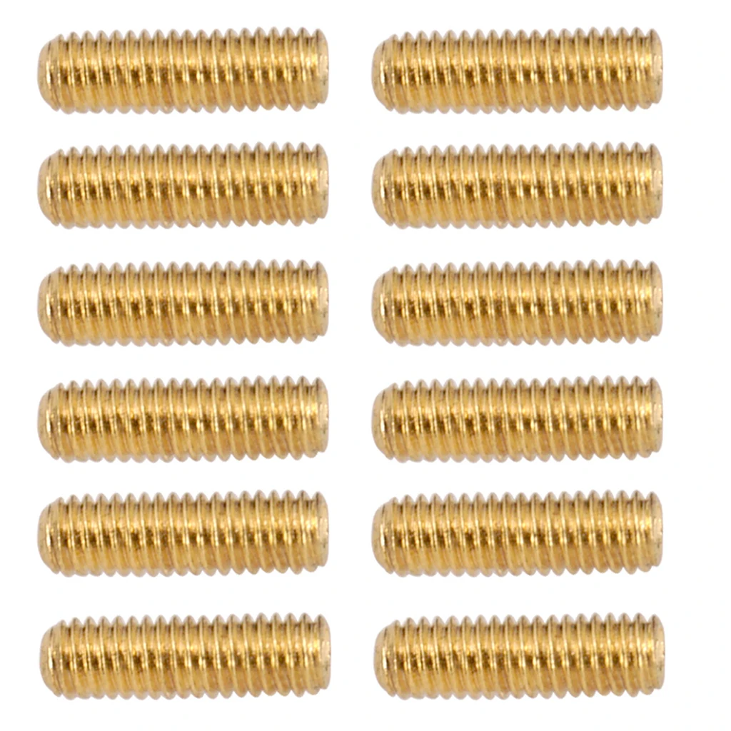 Pack of 12 Iron Bridge Tailpiece Saddle Height Adjustment Screws for Electric Guitar Parts, Golden