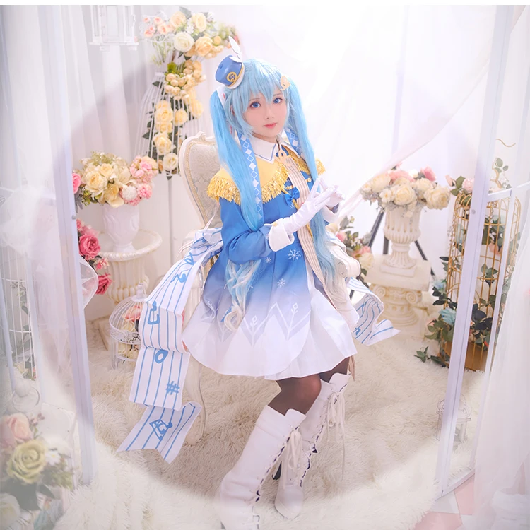 Косплей «Love Vocaloid Snow Miku»; коллекция года; Хацунэ Мику; маскарадный костюм; модельные туфли; костюмы на Хэллоуин