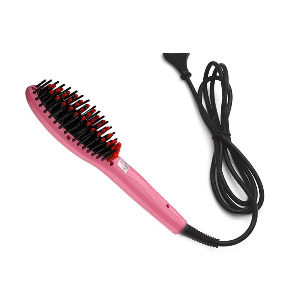 110 В/220 В 30 Вт керамический электрический выпрямитель для волос, щетка для укладки волос, щетка для выпрямления волос для девушек и женщин, гребень для волос, инструменты для ухода за волосами - Цвет: Розовый