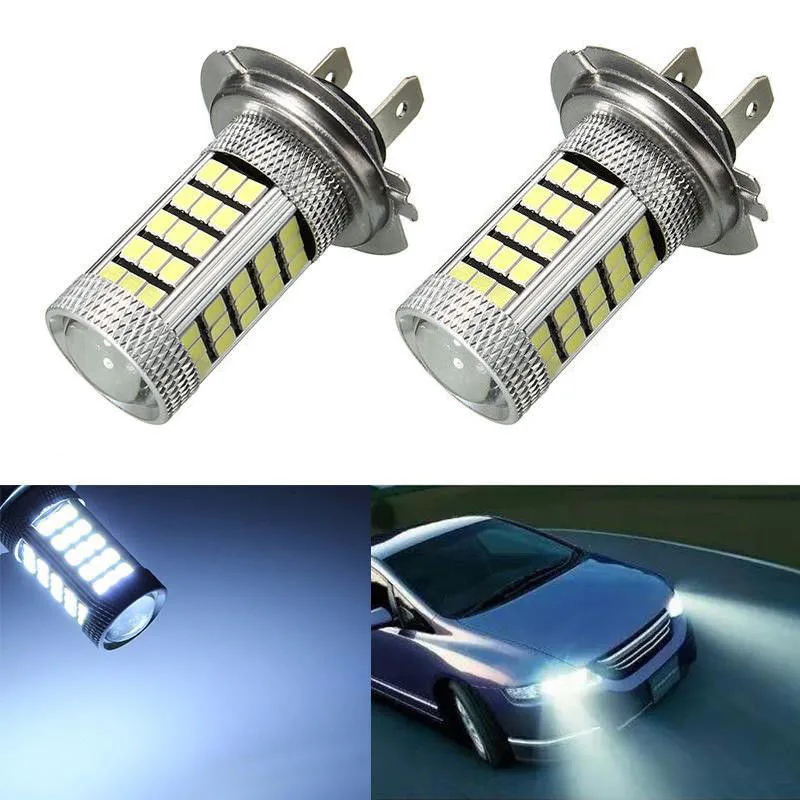 2шт H7 2835 66SMD светодиодный автомобильный противотуманный дальнего света лампа белый 6000K украшение для автомобильной фары Автомобильный светодиодный свет белый свет