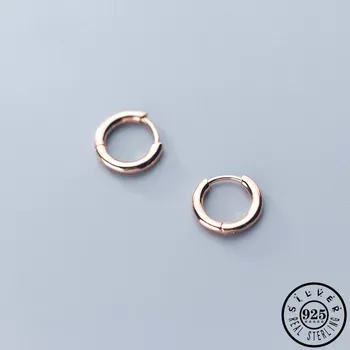 

925 Sterling Silver Small Huggie Hoops Piercing Earrings Rose Gold Color Plated Round Circle Ear Rings Earings for Women