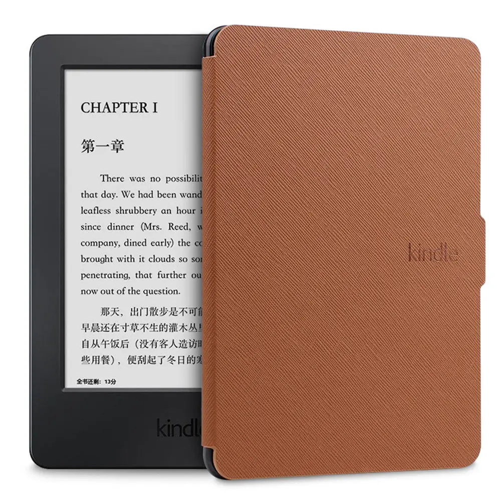 Ультратонкий умный чехол, магнитный чехол из искусственной кожи, защитный чехол для Amazon Kindle Paperwhite 1/2/3 - Цвет: Brown