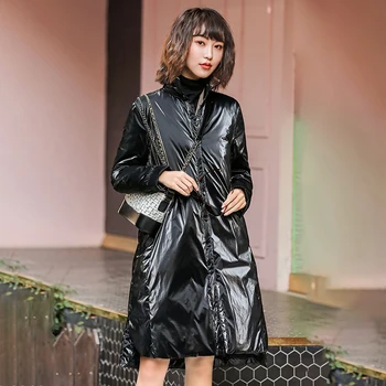 

Women Autumn Winter Coat Fashionable Thin Cotton Clothing 2020 New Long Section Wild White Duck Down A Version Thin Light V1