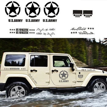 

1 set US Army Star Bonnet Cover Door Rear Vinyl Sticker for Jeep Grand Cherokee Renegade Wrangler tj jl 4X4 4WD SUV Decal Decor