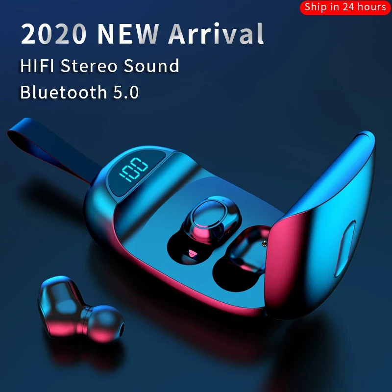 JS05 TWS Portable Wireless Bluetooth Earphones LED Display Waterproof Earpiece Sports Earbuds HD Call Noise Cancel Headset