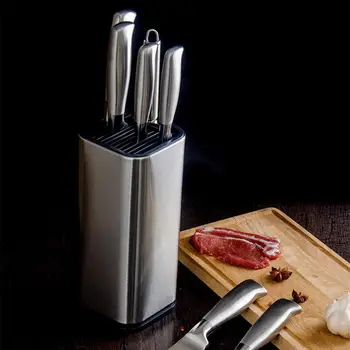 

6 Inches Stainless Steel Cutter Holder Multifunctional Kitchen Knife Storage Rack Creative Knives Rest Silver