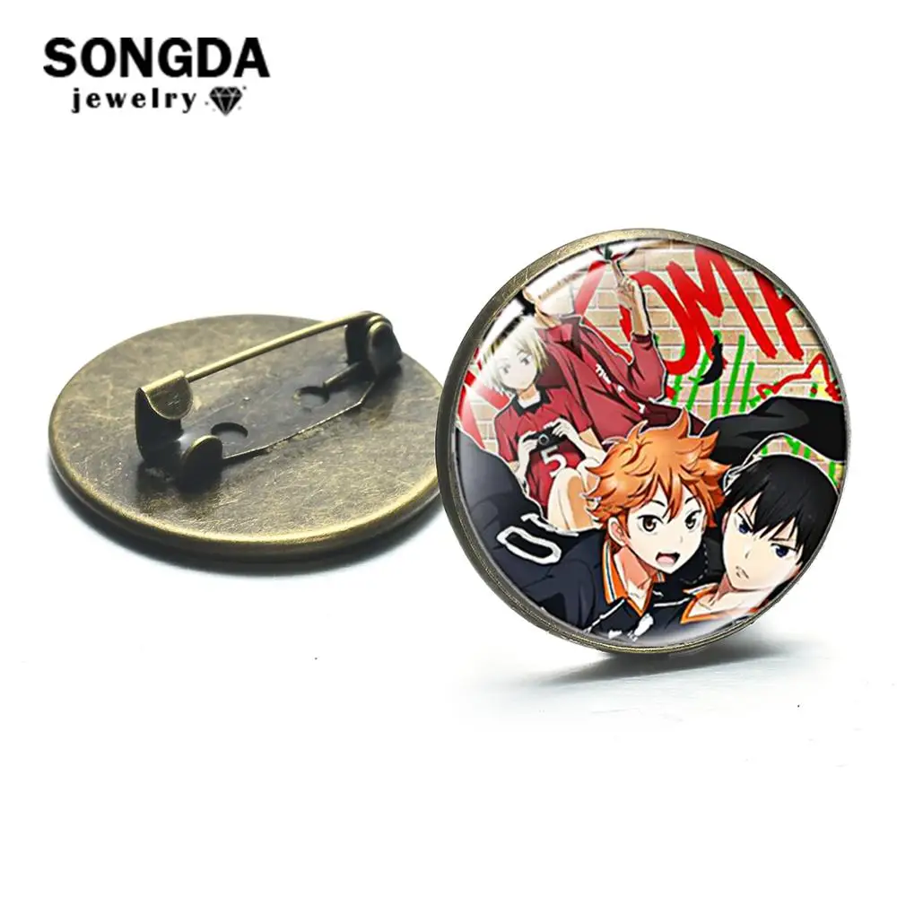 SONGDA Haikyuu! Брошь в виде булавки с забавным рисунком стиле аниме стеклянные Броши