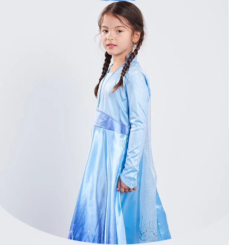 Новое платье для девочек; костюм принцессы Анны из мультфильма «Холодное сердце 2»; Рождественский костюм Эльзы для костюмированной вечеринки; платье принцессы небесно-голубого цвета на день рождения