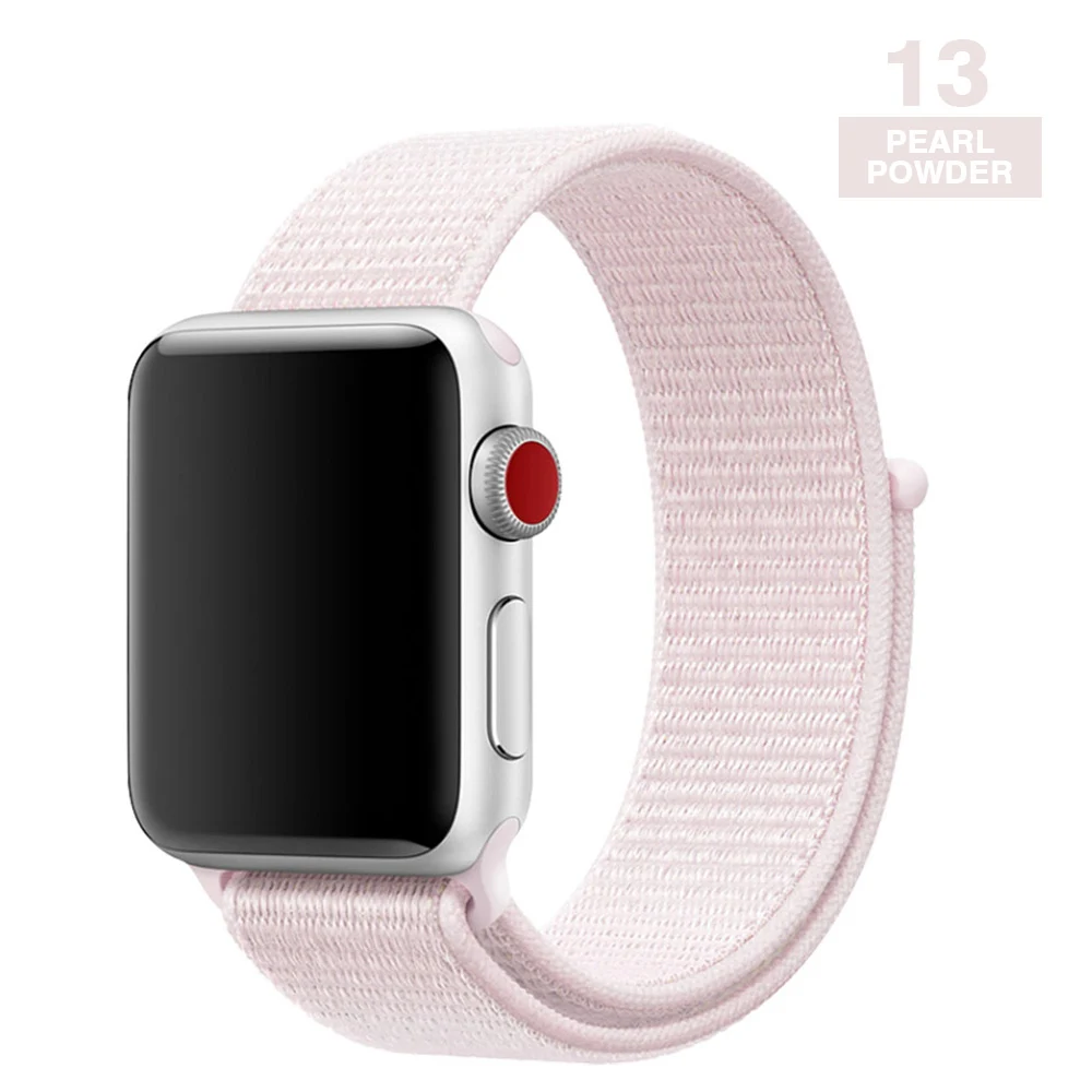 Ремешок для часов Apple серии 4/3/2/1 38 мм 42 мм нейлон дышащий мягкий сменный спортивный ремешок для iwatch, версия series 5 40 мм 44 мм - Цвет ремешка: Pearl powder