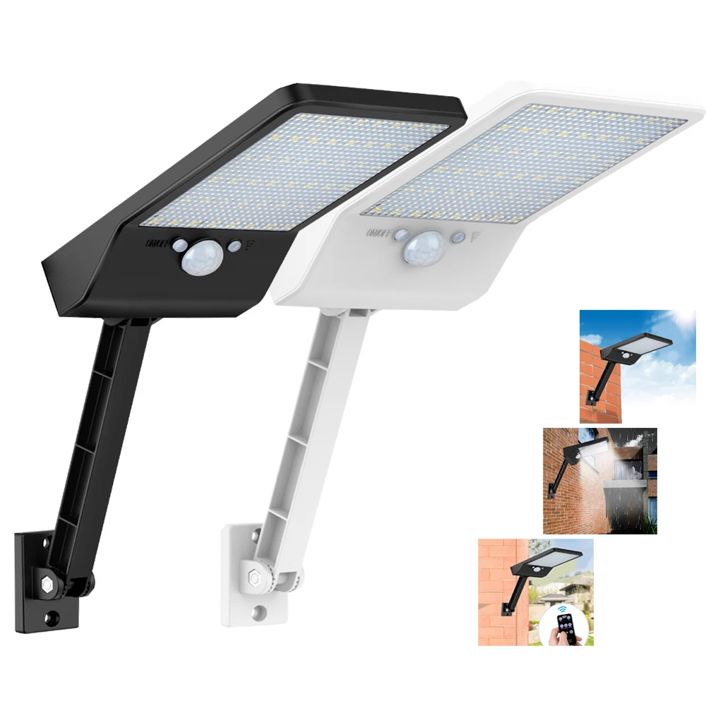 

48 LED solar lights for garden decoration remote contro Three Modes Black White Outdoor Waterproof Garden Fence Lamp l