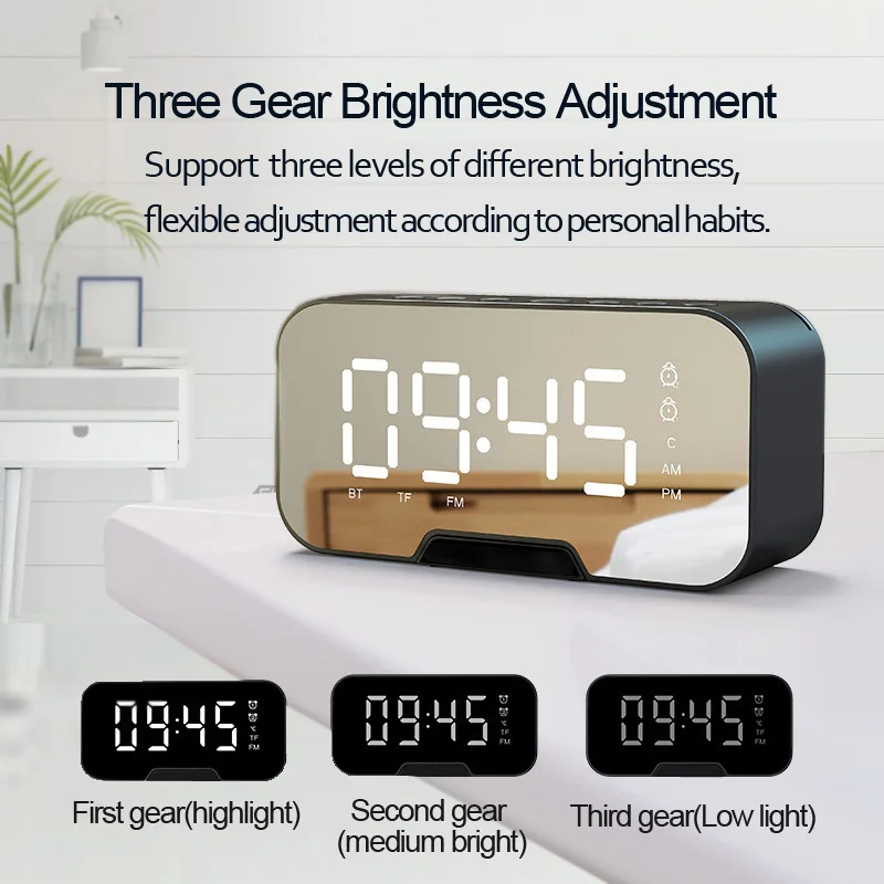 Wireless Bluetooth Speaker Outdoor Loudspeaker Clock+Speaker+FM Radio 3 in 1 HIFI Stereo Portable Boombox Bass Wireless Speaker bluetooth shower speaker