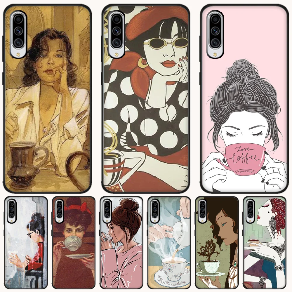 Viviana Coffee girl черный ТПУ мягкий резиновый чехол для телефона Samsung A6 6S 6Plus 7 720 750 8 PLUS 9 920