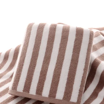 

Thick High Absorbent Men 100% Cotton Blue Brown Striped Bath Towel Beach Towel For Adults Fast Drying Soft Brown