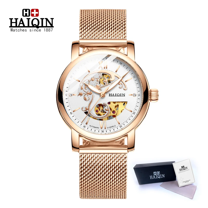 

2019 HAIQIN Classic Automatic Machinery Women Watches Gold Top Brand Luxury Laides Watches Fashion Wristwatch Casual Waterproof