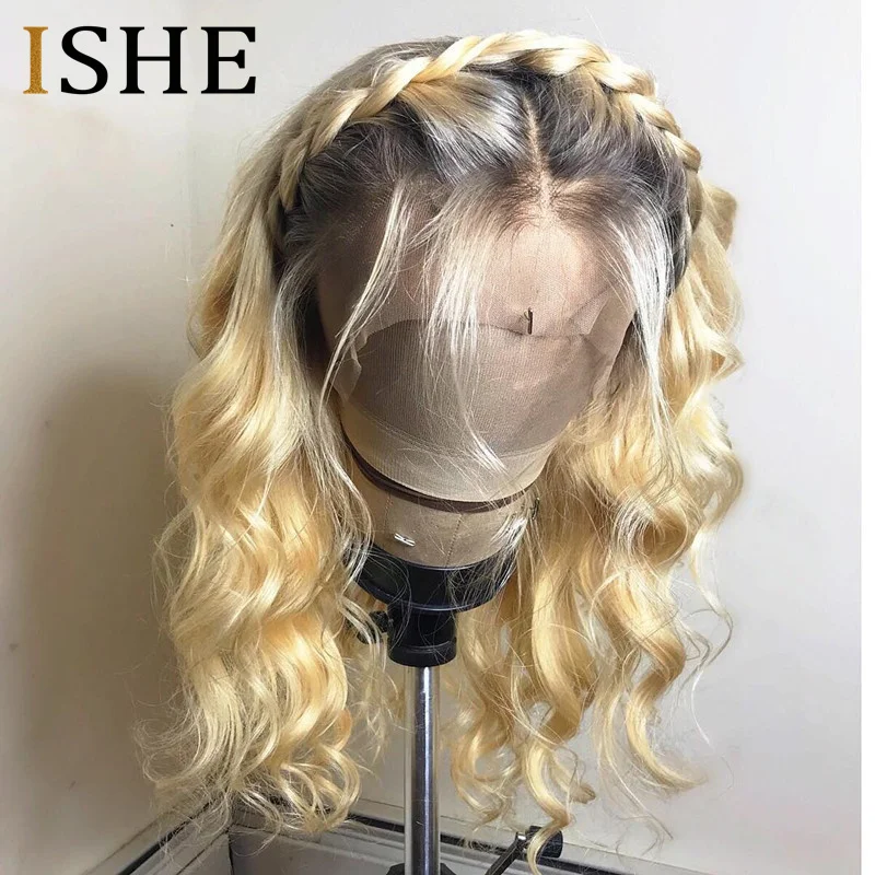 

1b 613 Color Wave Wig Honey Blonde Omber 13x6 HD Transparent Lace Front Human Hair Wig Preplucked With Baby Hair Remy For Women