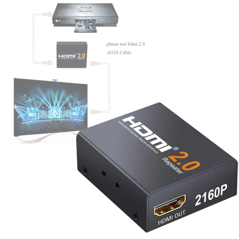 

HDMI 2.0 Splitter Repeater 2160P HDMI Extender Signal Amplifier Booster Support 4K Video HDMI Repeaters HDCP 2.2 EDID Adapter
