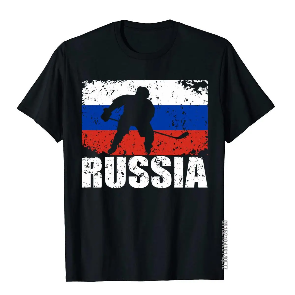 Distressed Russia Hockey Hoodie Russian Flag Player Fan Tee__B7190black
