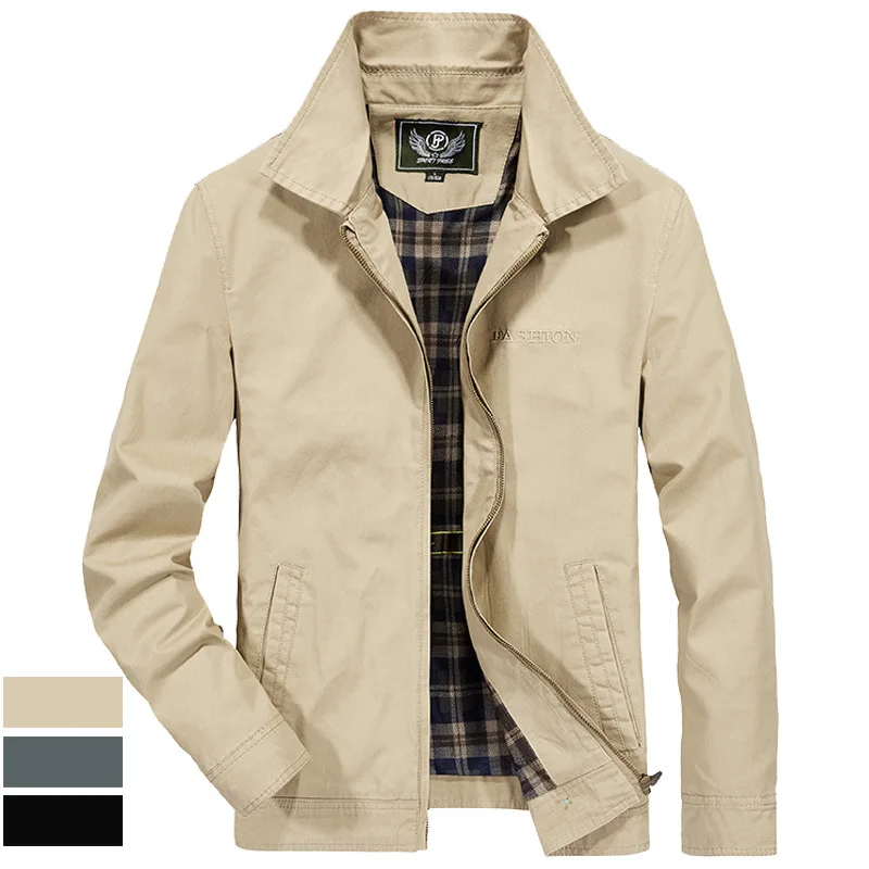 

Europe And America Middle-aged Men Casual Tops Coat Jacket Spring And Autumn Solid Color Jacket 8679