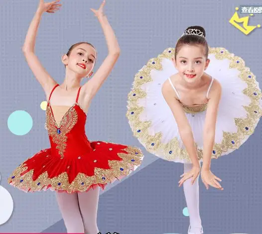 

Professional Ballet Tutu Child Swan Lake Costume White Red Blue Ballet Dress for Children Pancake Tutu Girls Dancewear
