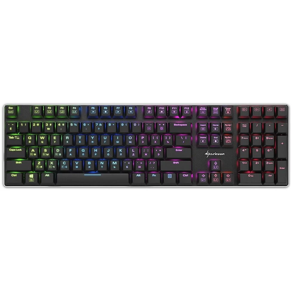 Клавиатура Sharkoon PureWriter RGB Red механическая, Kailh Red, проводная, подсветка RGB, USB, цвет: черный