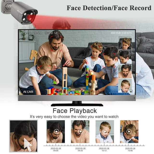 Techage UHD 4K 8MP 5MP Security POE Camera Smart AI Human Detect Outdoor Two-way Audio IP Camera CCTV Surveillance Color Night 3