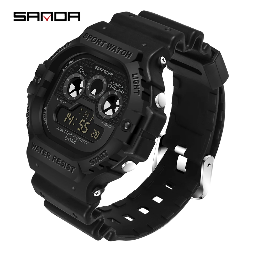 

Luxury Male Clock SANDA Men's Watches Military Water Resistant Sport LED Digital Watches Army Wrist Stopwatch Relogio Masculino