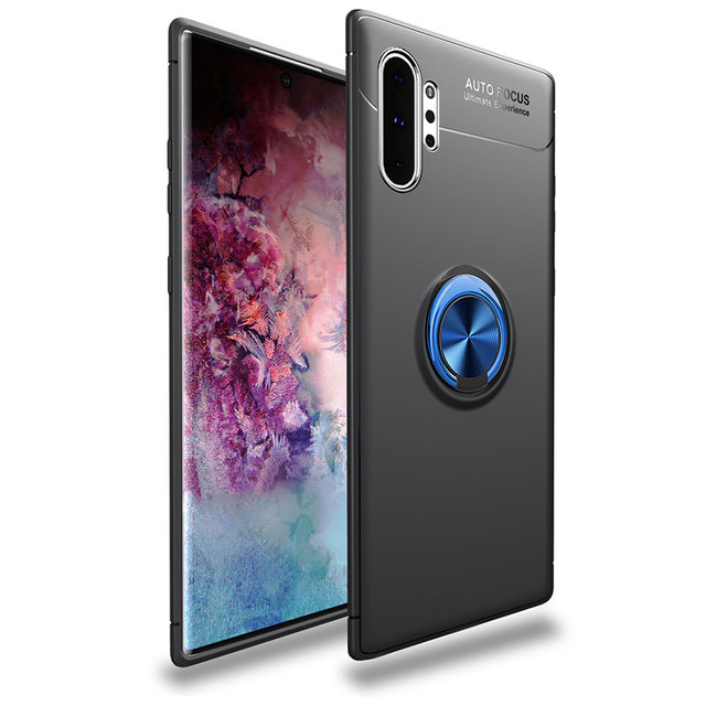 Ring Holder Phone Case For Samsung Galaxy Note 10 10 Pro 9 Magnetic Car Stand Soft Silicone Matte Cover For S10 5G S9 S8