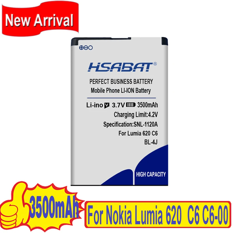 HSABAT BL 4J 3500mAh Della Batteria per il Nokia Lumia 620 Batteria C6 C6  00 Bateria Touch 3G C600|battery for|battery for nokia3500mah battery -  AliExpress