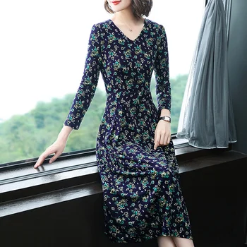 

Spring Print Floral Dress Women Slim Long Dress Autumn Elegant Vestidos Long Sleeve Dresses Vestidos Mujer 2019 LWL1489