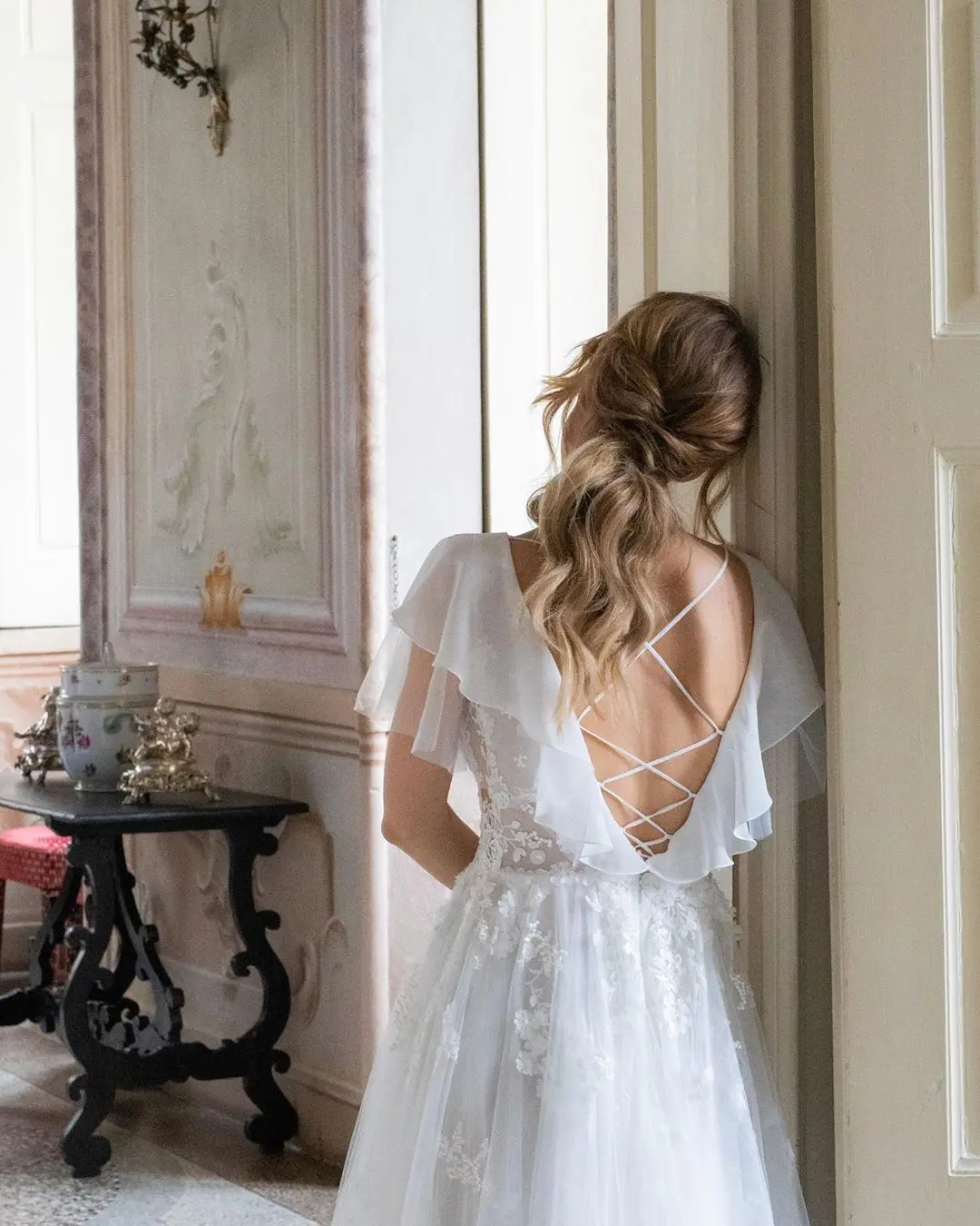 Vivian's Bridal Boho милый топ гофрированное свадебное платье милое кружевное платье с аппликацией, с коротким шлейфом, пышное свадебное платье из тюля