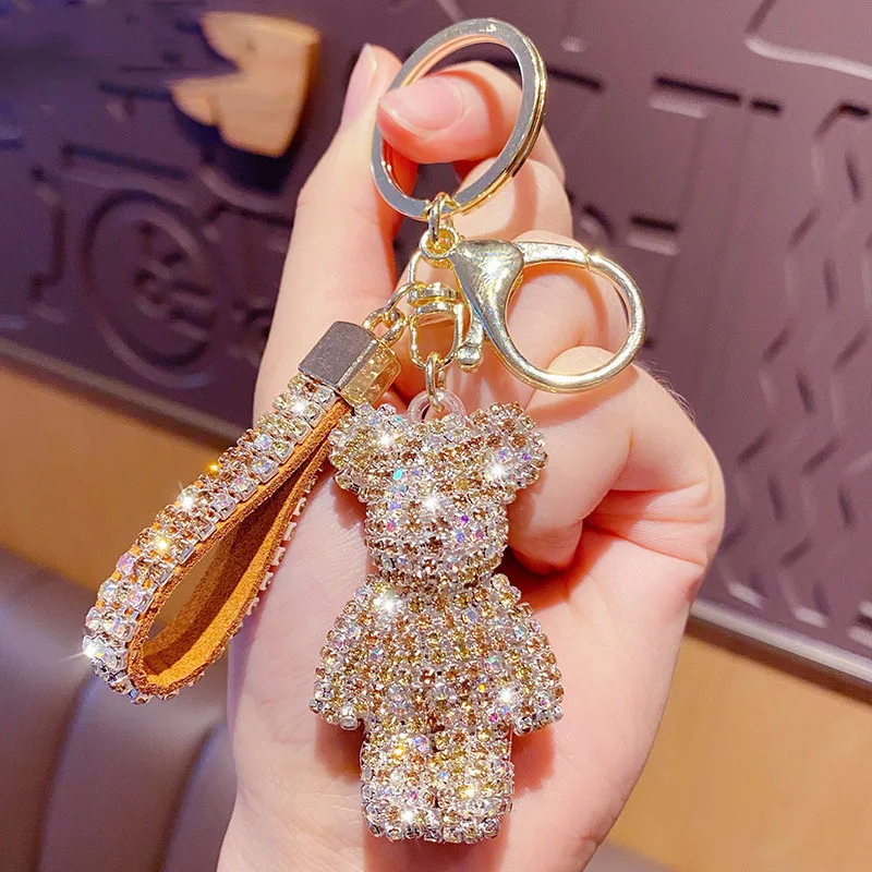 Doll Keyring Luxury Keychains Women Aesthetic Cute Rhinestones Bear Bag  Accessories Personalized Keychain for Car Keys - AliExpress