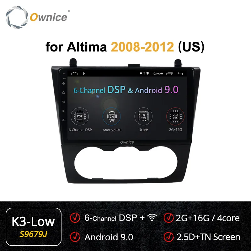 Ownice Android 9,0 4G LTE 360 панорама DSP SPDIF плеер gps Navi Радио " k3 k5 k6 для Nissan Teana ALTIMA Руководство A/C 2008-2012 - Цвет: S9679 K3 LOW
