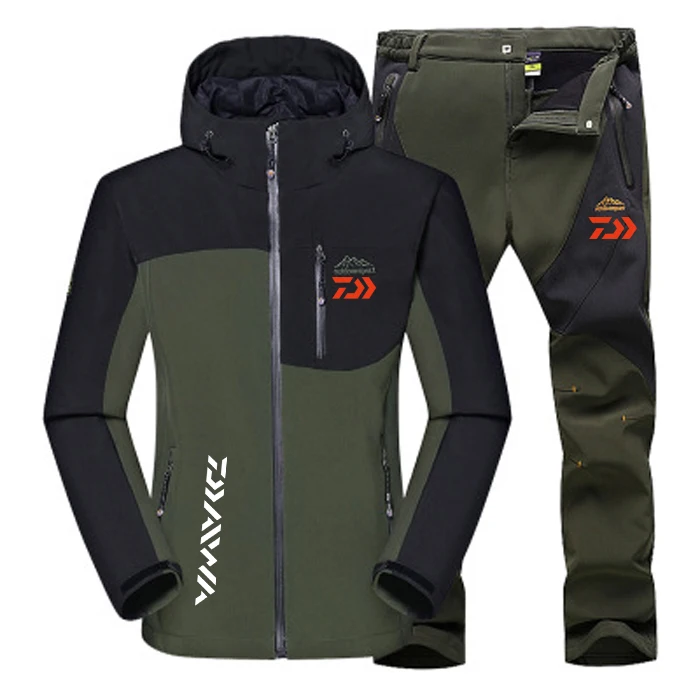Мужские зимние водонепроницаемые комплекты одежды для рыбалки, теплые флисовые походные костюмы для походов, походная куртка+ штаны - Цвет: 3