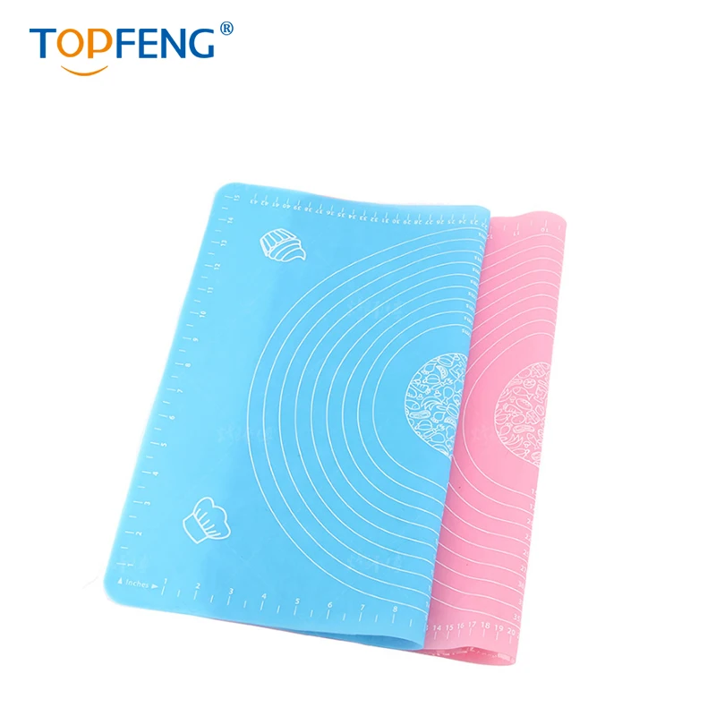 

TOPFENG Thin Silicone Mat for Kneading Dough with Measurements Reusable Non-Stick Non-slip Silicone and insulation Baking Mat