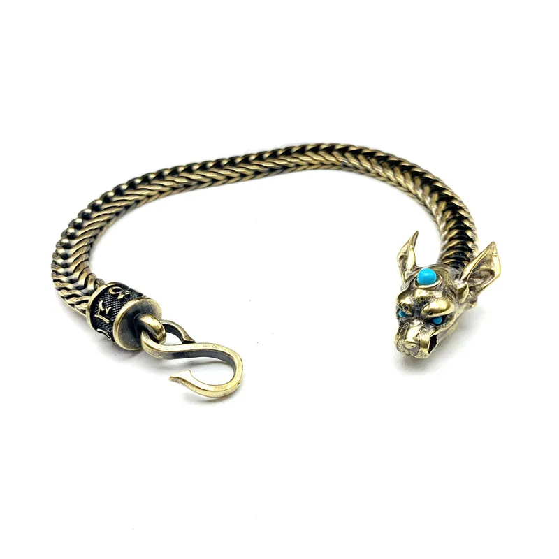 brass wolf head chain bracelet (14)