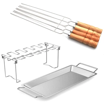 

Barbecue Grill Stainless Steel Grilled Chicken Barbecue Grill Barbecue Tray Stainless Steel Wooden Handle Barbecue Sign