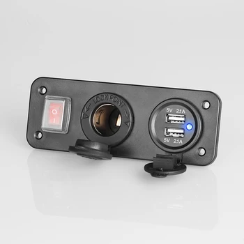 

Dual USB Socket Charger 4.2A 12V Power Outlet ON-Off Rocker Toggle Switch Panel for Car Marine Boat RV Truck Camper Vehicles