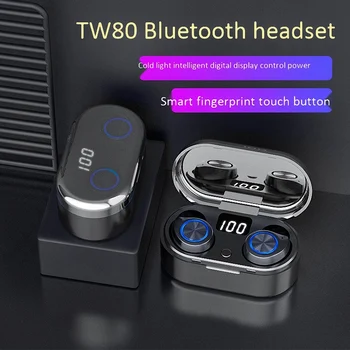 

TW80 Wireless Digital Display Private Mode In-Ear Tws Sports Bluetooth Headset 5.0 Black Technology