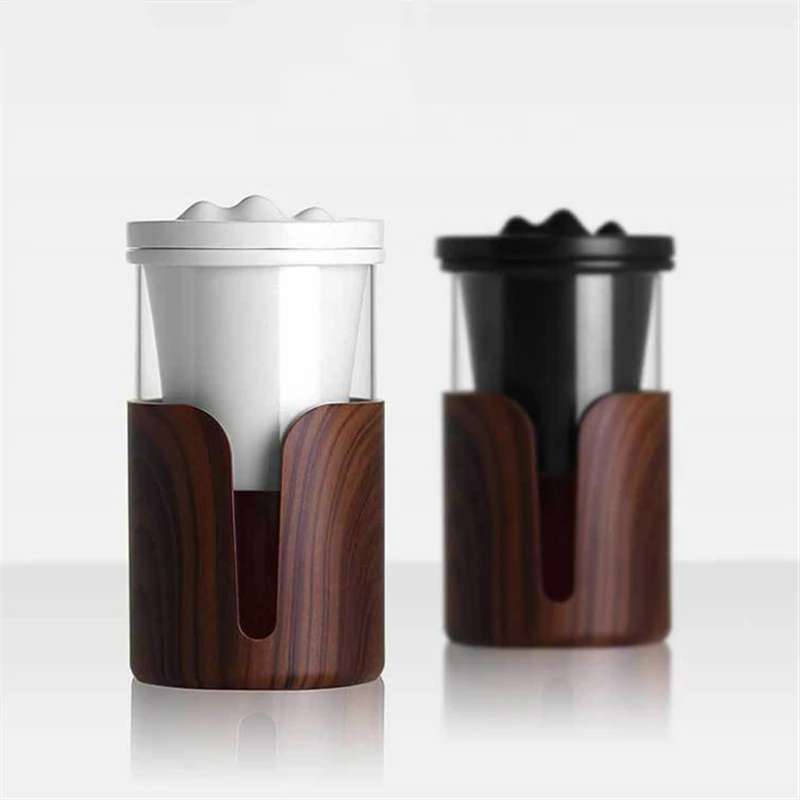 

380ML Creative Borosilica Glass Tea Infuser Cups Teacups Mugs Water Separation With Ceramics Filter Wooden Shell Household Decor
