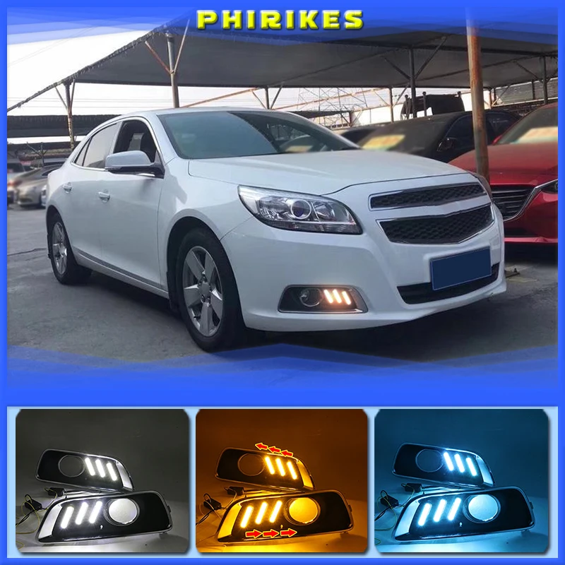 

Дневные ходовые огни для Chevrolet Chevy Malibu 2011-2015, дневные ходовые огни с указателем поворота, противотуманные фары, дневсветильник огни, Стайлинг автомобиля, 2 шт.