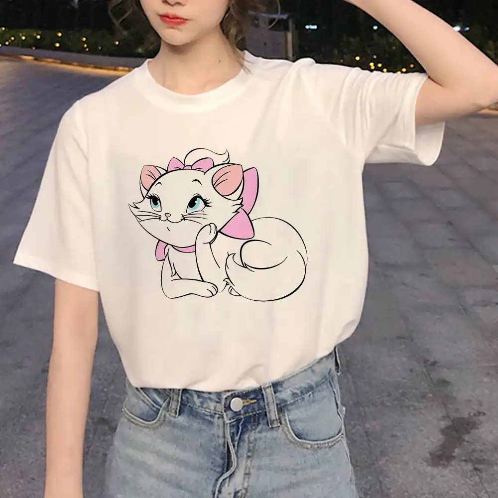 面白いtシャツ原宿服tシャツディズニーザ アニメ女性かわいい女性のtシャツかわいいマリー猫tシャツファッションullzang Tシャツ Aliexpress