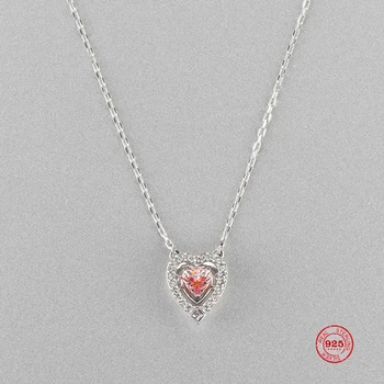 

Fashion Charm 925 Sterling Silver Original 1:1 Copy, Crystal Color Pulsing Romantic Love Necklace Female Luxury Jewelry Gifts