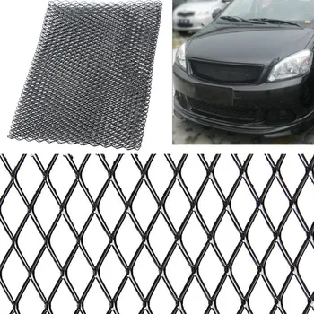 

Universally 40"x13"/100x33cm Car Racing Grille Net Aluminum Car Vehicle Black Body Grille Net Mesh Black /Silver