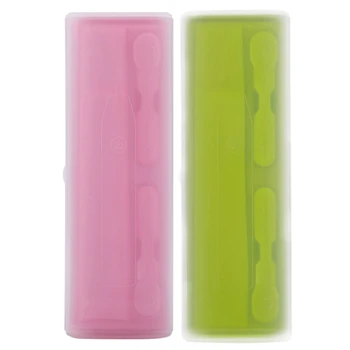 

2Pcs Portable Electric Toothbrush Holder Case Box Travel Camping for Oral-B - Green & Pink