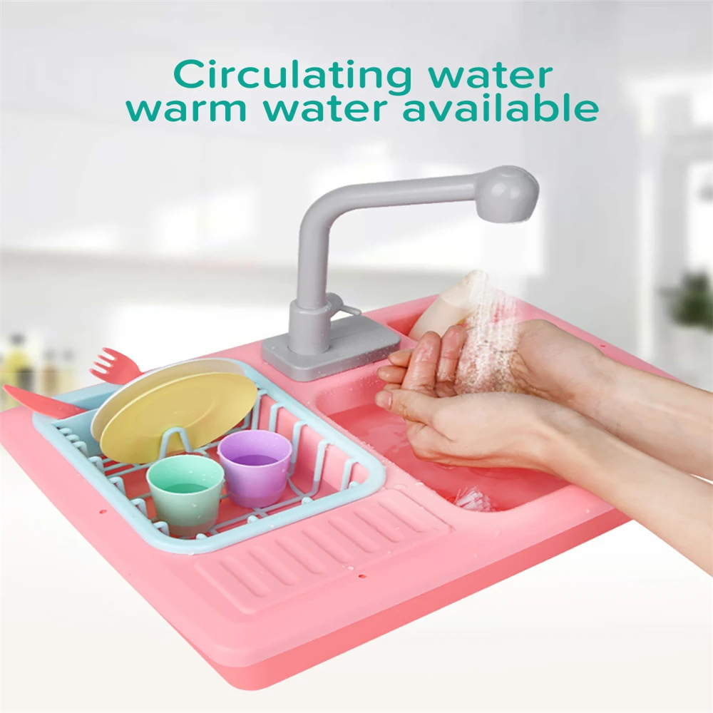 Kids Plastic Simulation Electric Dishwasher Sink Children Pretend Play Kitchen Set Toys Girls Child Dolls Access Birthday Gifts