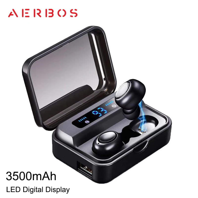 Стереонаушники AERBOS TWS магнитные с поддержкой Bluetooth 5 0 и зарядным