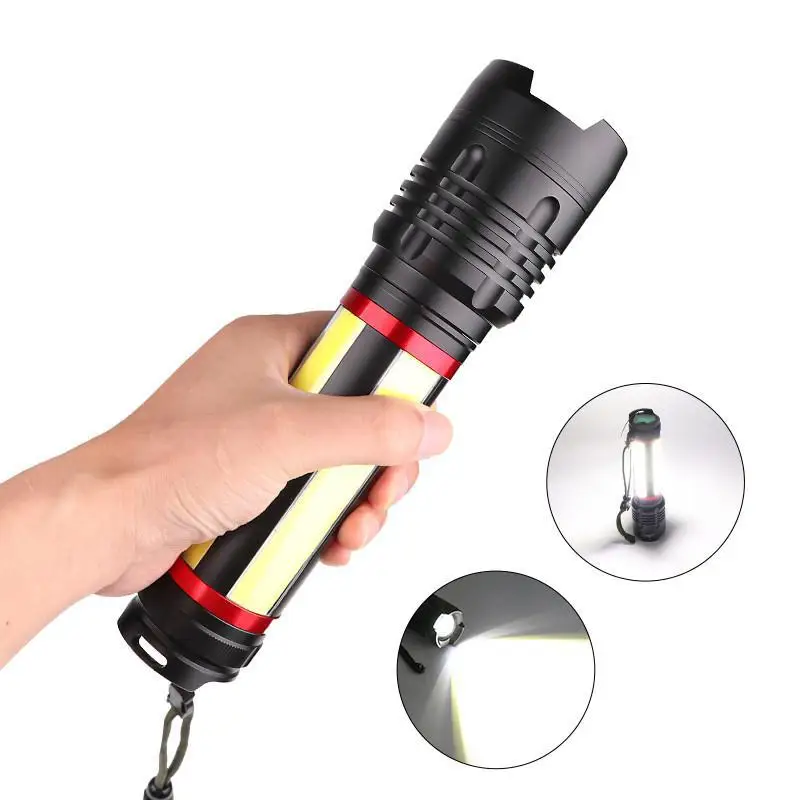 

XHP 70+COB LED High Bright USB Rechargeable Flashlight with Battery Reminder Function Waterproof Lamp Ultra Bright