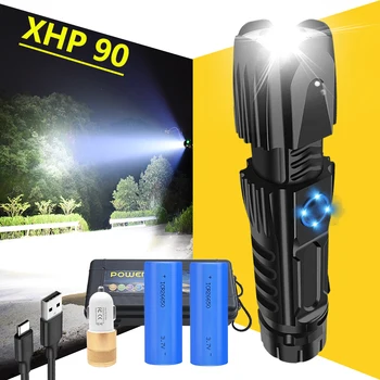 

50000Lm XHP90.2 LED Flashlight XH50 XLamp Tactical waterproof Torch Smart chip control With bottom attack cone Flash light