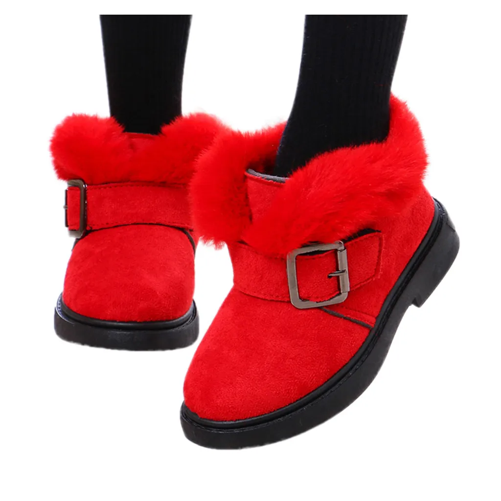 Осенне-зимние ботинки для малышей теплые плюшевые зимние ботинки для маленьких девочек и мальчиков уличные ботинки с мягкой нескользящей подошвой для детей - Цвет: Красный