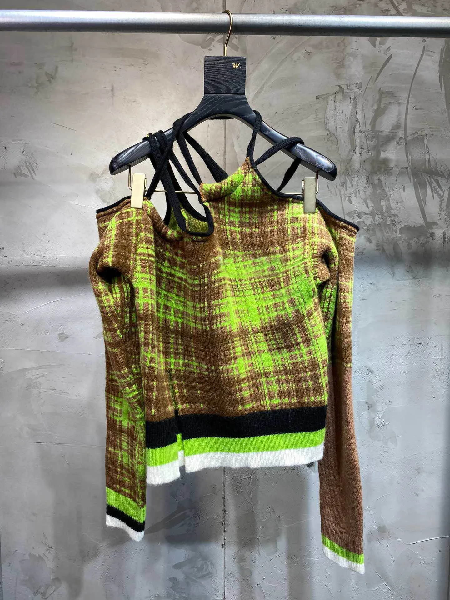 sweater Роскошные новые женские клетчатые лоскутные шерстяные вязаные свитера джемперы женские повседневные костюмы с юбкой ddxgz2 - Цвет: sweater